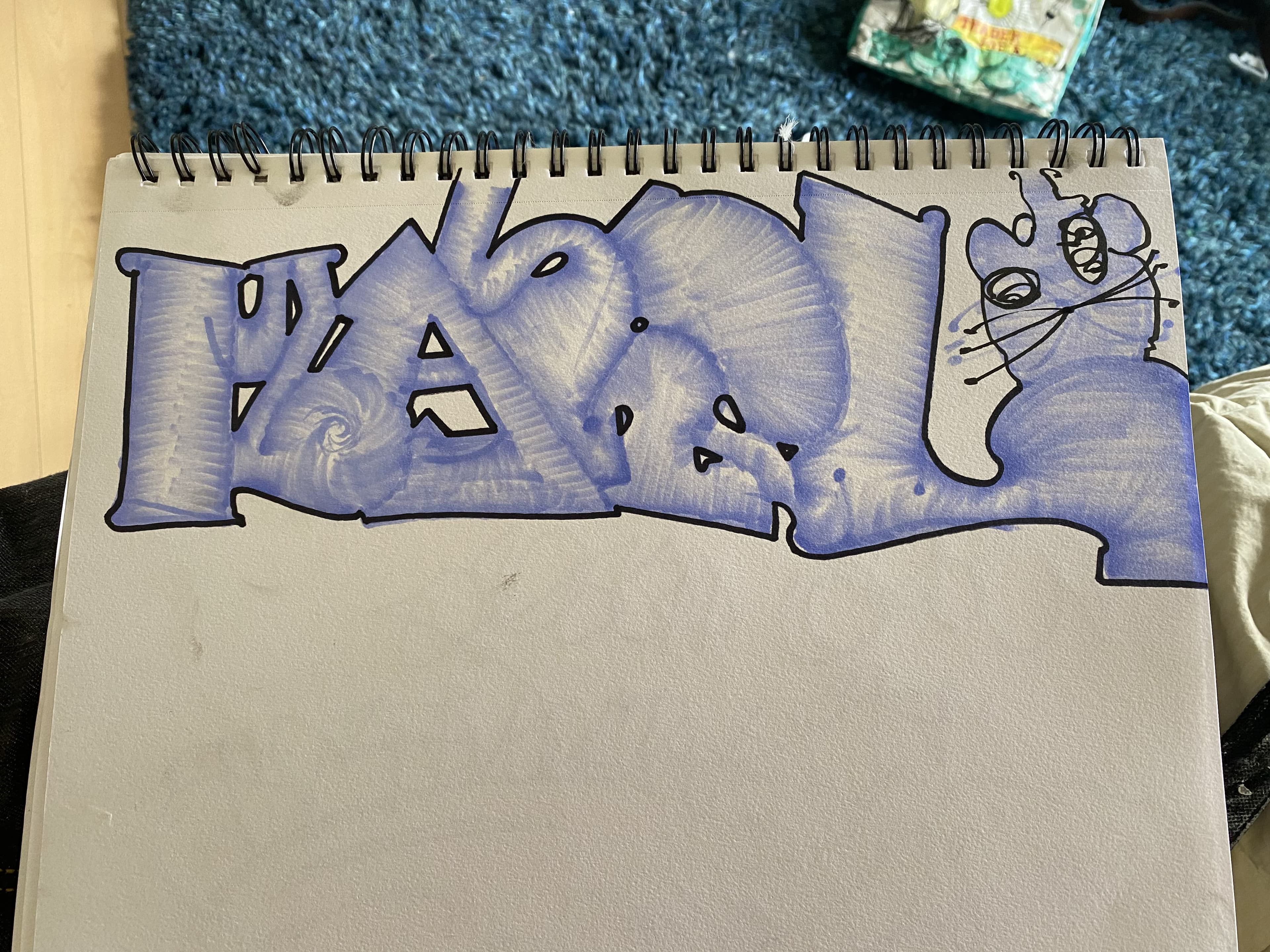 marker fill on a notebook sheet