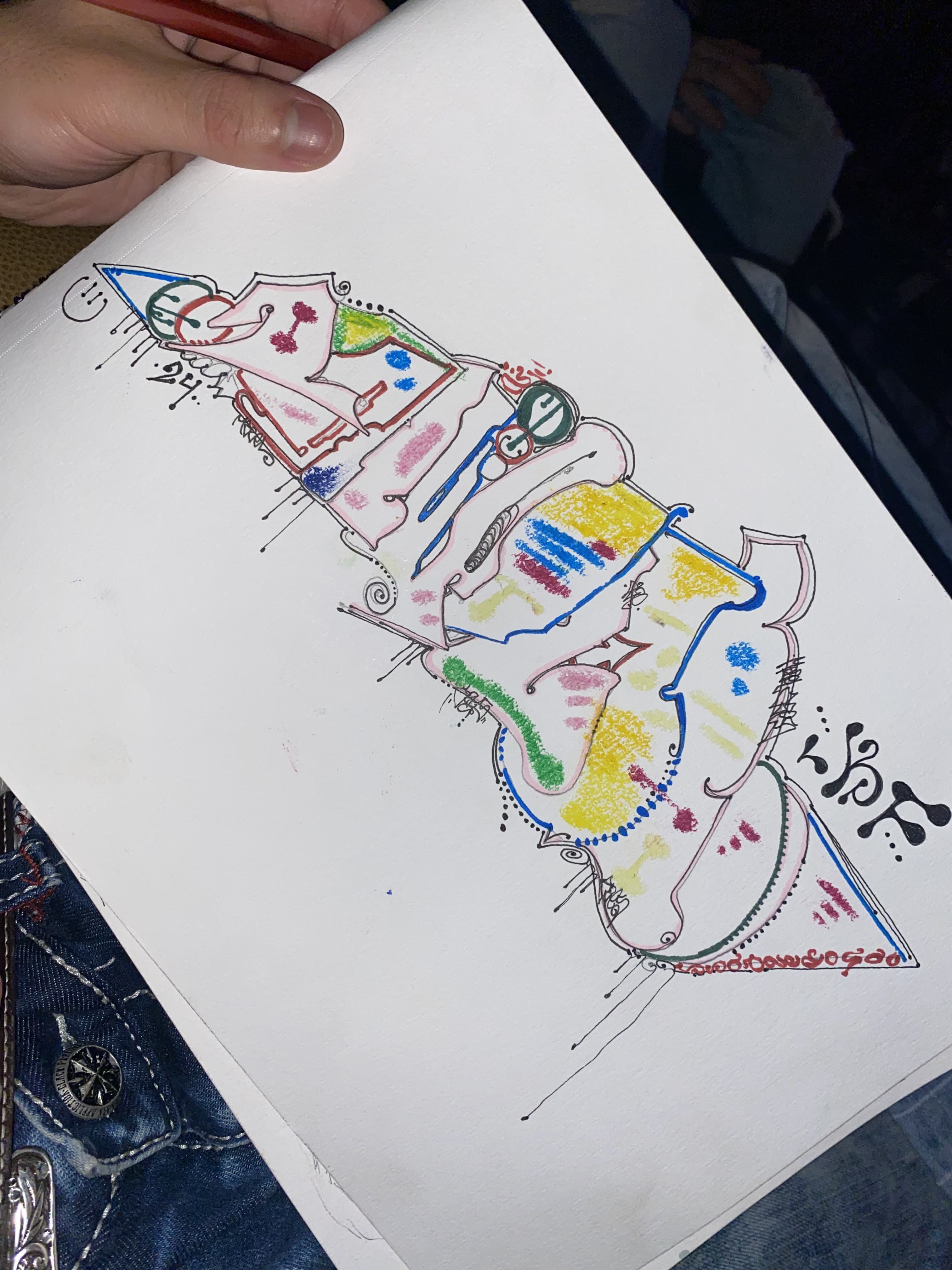 hand-drawn stylized lettering with colored pencil and marker