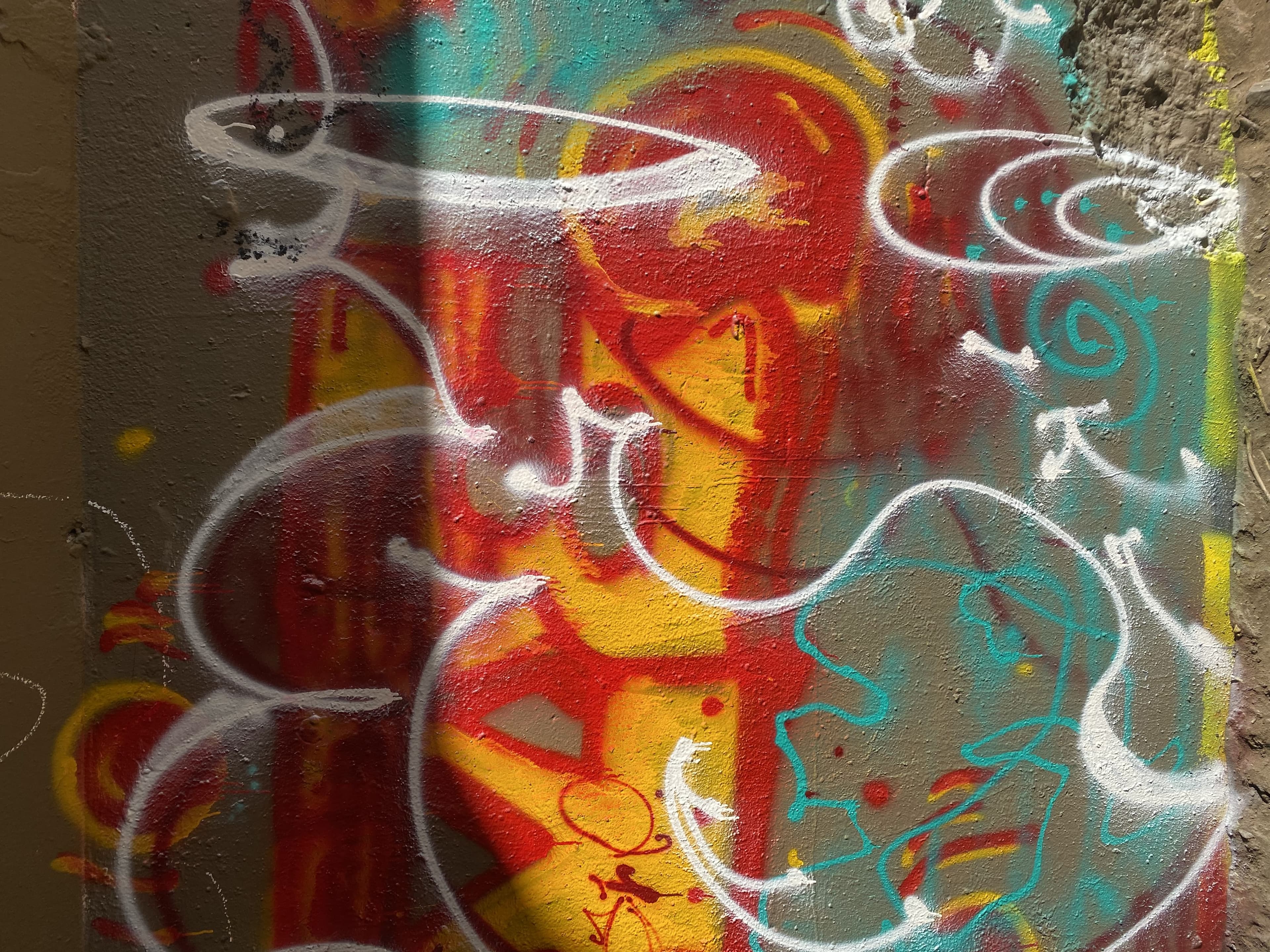 close up of several layers of spray paint